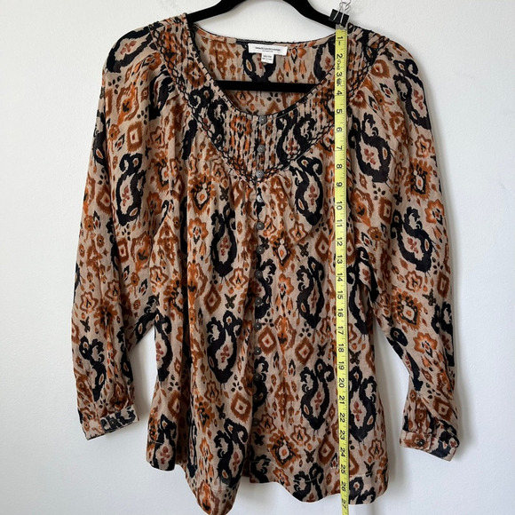 beachlunchlounge Penelope Button Front Blouse Long Sleeve Flowy Boho Womens XS - Picture 6 of 13